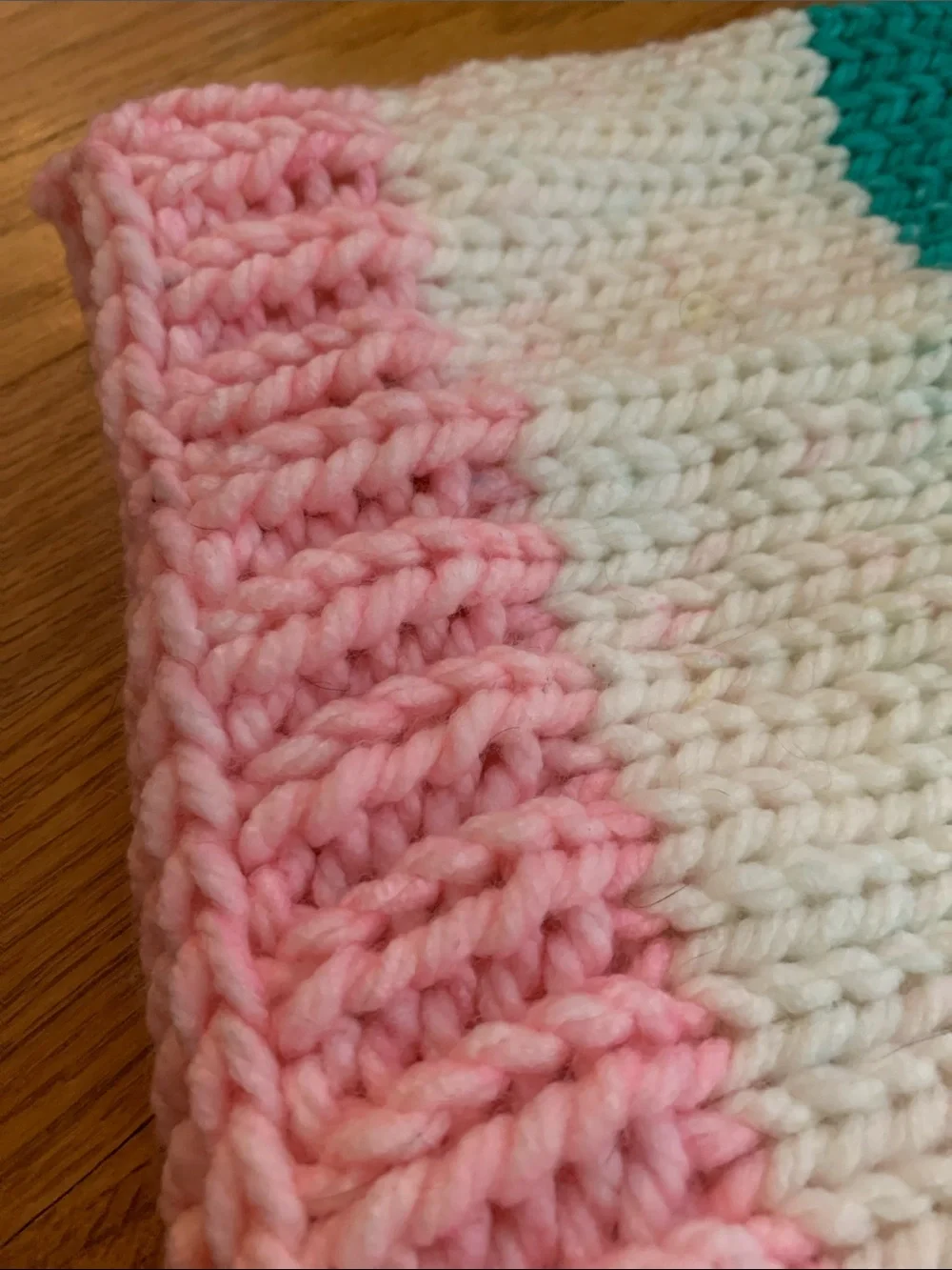 Striped Hand Knit Neck Warmer - Pink, White, Teal & Lime